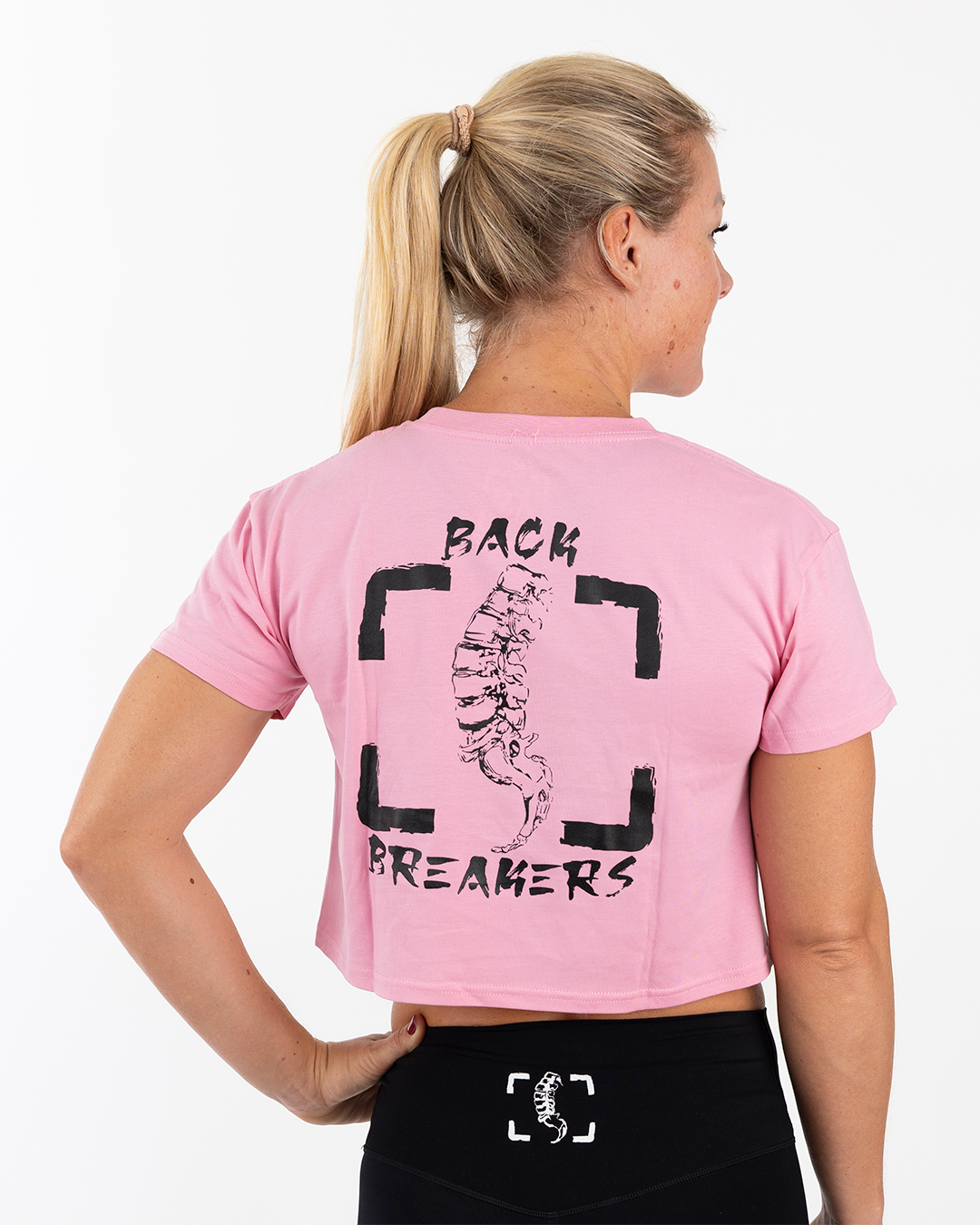Back Breakers Logo - Roze Croptop t shirt voor female - CrossFit en workout kleding